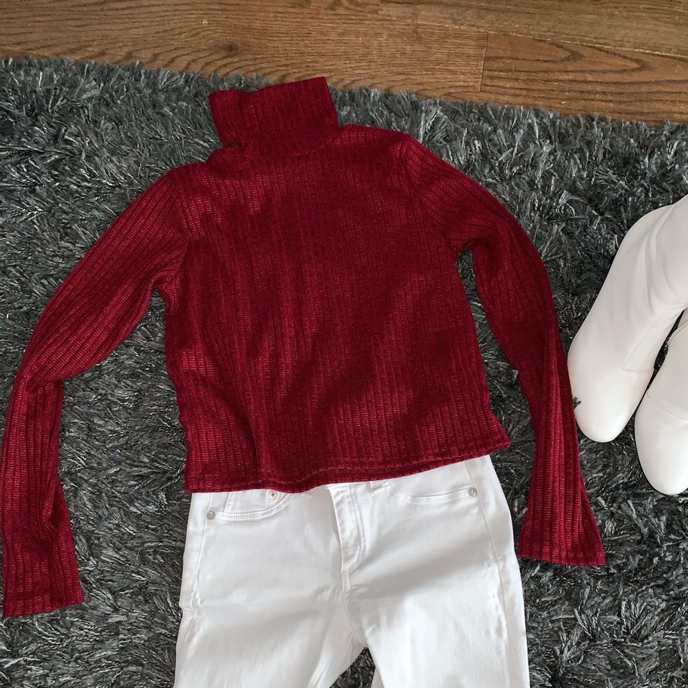 Slightly Cropped Burgundy Turtleneck NWOT